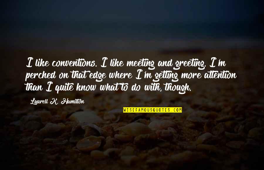 Romantic Pics And Quotes By Laurell K. Hamilton: I like conventions. I like meeting and greeting.