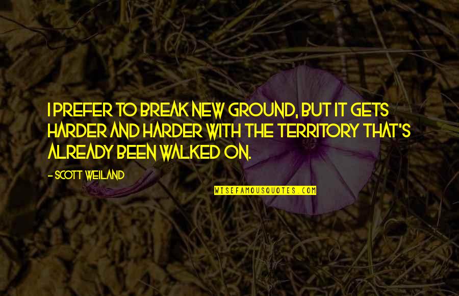 Romantic Walk On The Beach Quotes By Scott Weiland: I prefer to break new ground, but it