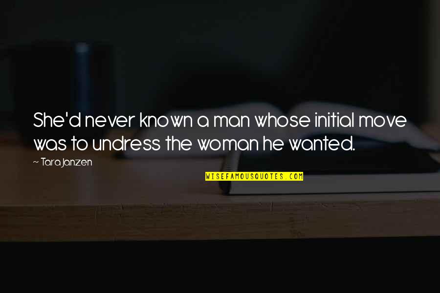 Romantic Woman Quotes By Tara Janzen: She'd never known a man whose initial move