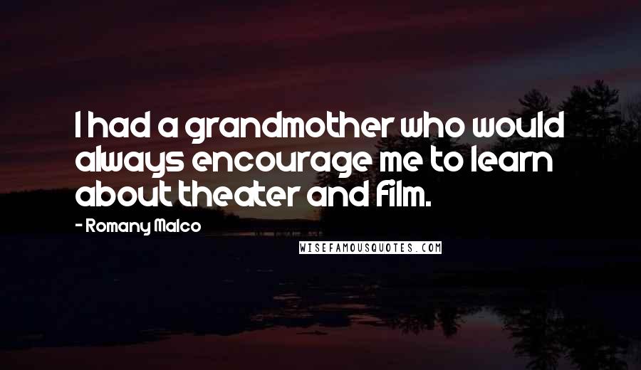 Romany Malco quotes: I had a grandmother who would always encourage me to learn about theater and film.