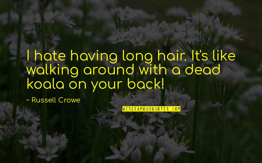 Romeo And Juliet Literary Device Quotes By Russell Crowe: I hate having long hair. It's like walking