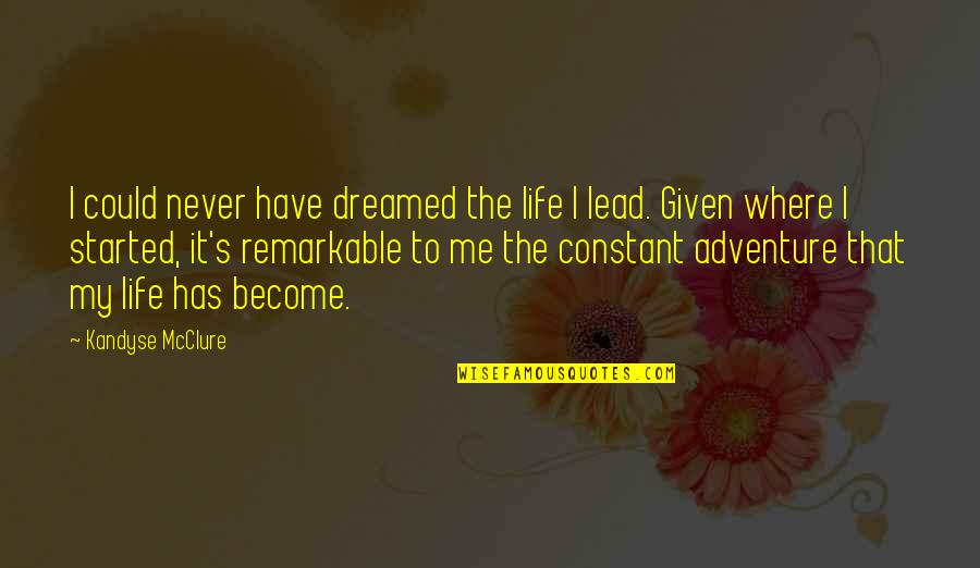 Rompere Passato Quotes By Kandyse McClure: I could never have dreamed the life I Rompere Passato Quotes By Kandyse McClure: I could never have dreamed the life I