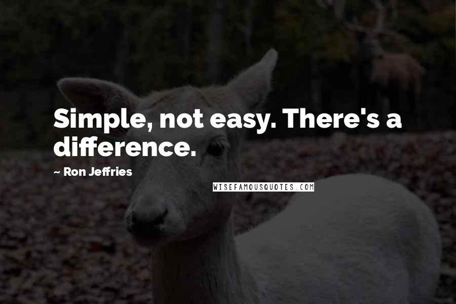 Ron Jeffries quotes: Simple, not easy. There's a difference.