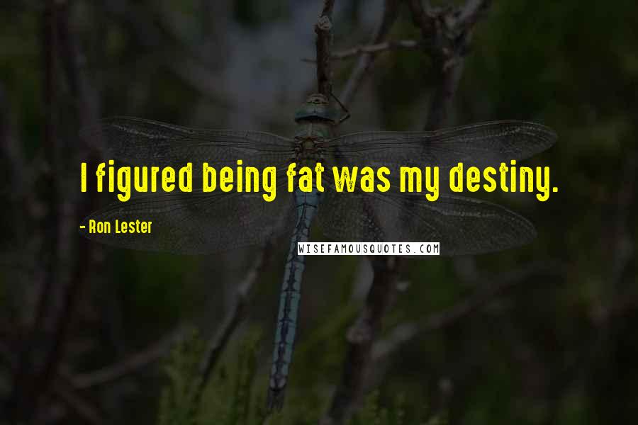 Ron Lester quotes: I figured being fat was my destiny.