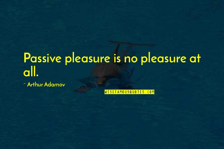 Ron Maclean Quotes By Arthur Adamov: Passive pleasure is no pleasure at all.