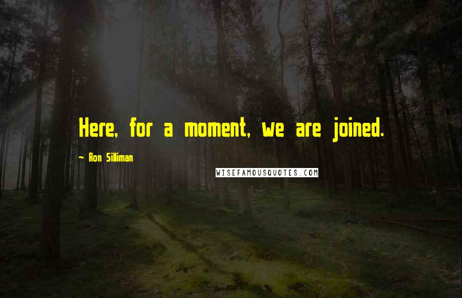 Ron Silliman quotes: Here, for a moment, we are joined.