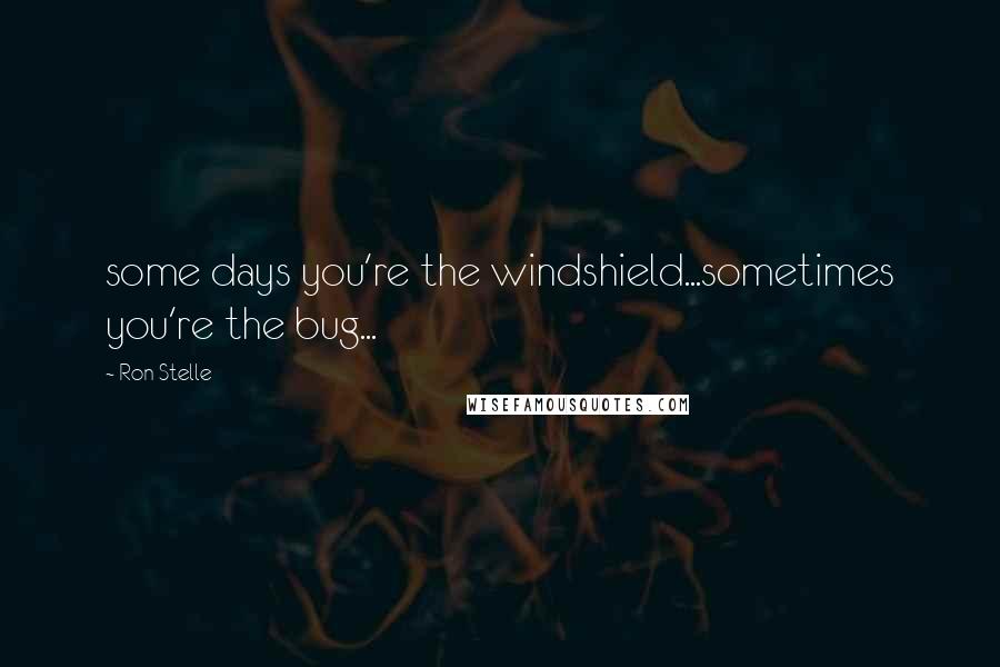 Ron Stelle quotes: some days you're the windshield...sometimes you're the bug...