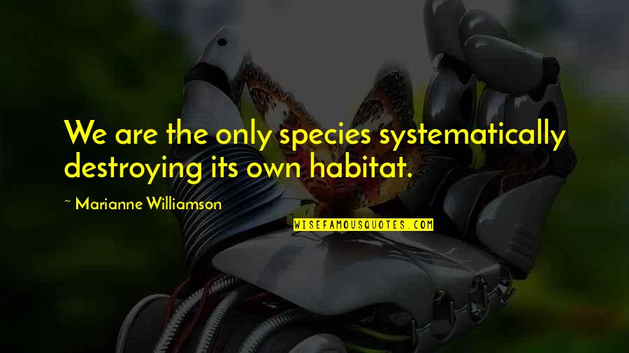 Ronald Cedar Rapids Quotes By Marianne Williamson: We are the only species systematically destroying its