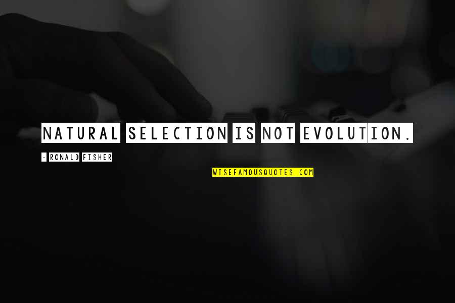 Ronald Fisher Quotes By Ronald Fisher: Natural selection is not evolution. Ronald Fisher Quotes By Ronald Fisher: Natural selection is not evolution.