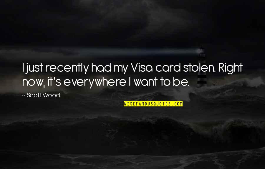 Roncarati Parking Quotes By Scott Wood: I just recently had my Visa card stolen.