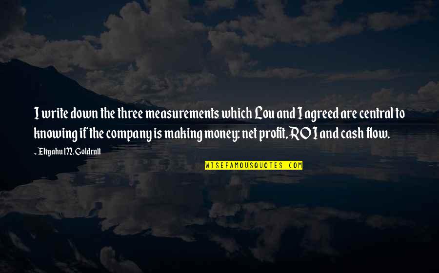 Rondelle Moore Quotes By Eliyahu M. Goldratt: I write down the three measurements which Lou Rondelle Moore Quotes By Eliyahu M. Goldratt: I write down the three measurements which Lou