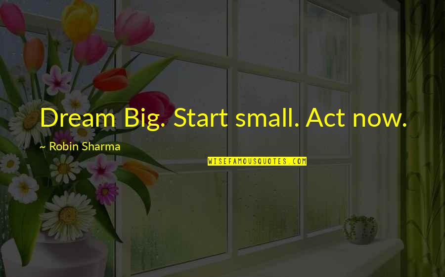 Ronnie Barker Porridge Quotes By Robin Sharma: Dream Big. Start small. Act now.