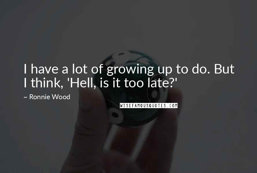 Ronnie Wood quotes: I have a lot of growing up to do. But I think, 'Hell, is it too late?'