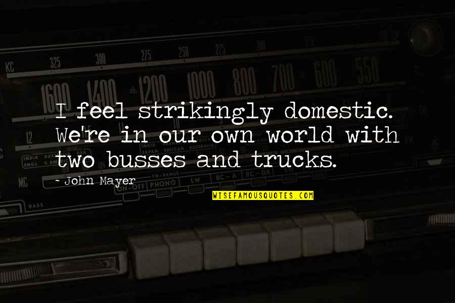 Ronny Cammareri Moonstruck Quotes By John Mayer: I feel strikingly domestic. We're in our own