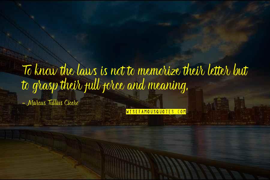 Ronon Fights Quotes By Marcus Tullius Cicero: To know the laws is not to memorize Ronon Fights Quotes By Marcus Tullius Cicero: To know the laws is not to memorize