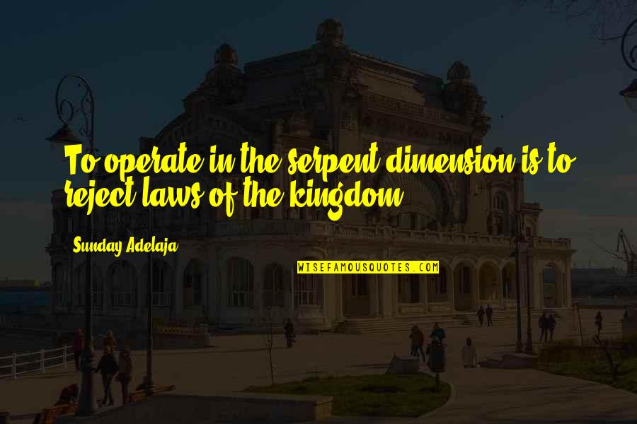 Room And Board Quotes By Sunday Adelaja: To operate in the serpent dimension is to Room And Board Quotes By Sunday Adelaja: To operate in the serpent dimension is to