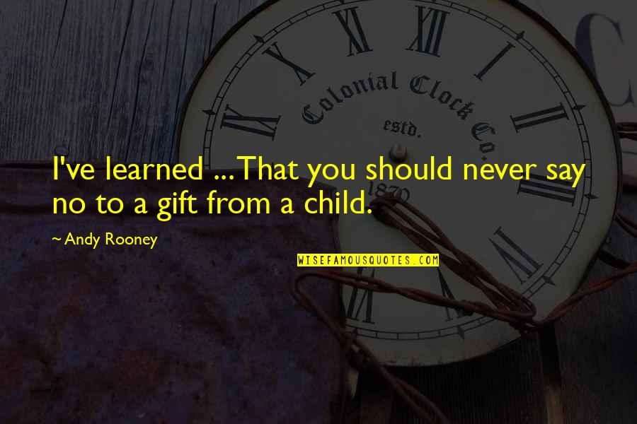 Rooney's Quotes By Andy Rooney: I've learned ... That you should never say