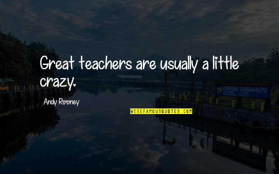 Rooney's Quotes By Andy Rooney: Great teachers are usually a little crazy.