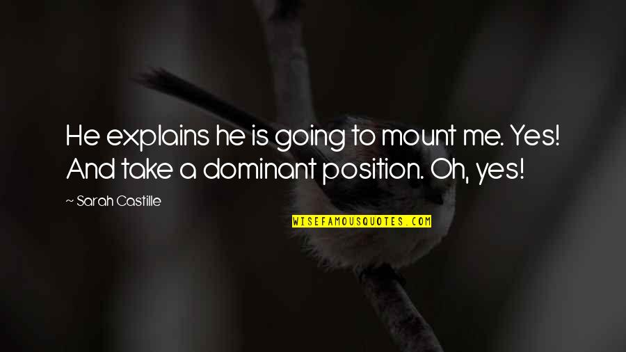 Rooseveltian Relief Quotes By Sarah Castille: He explains he is going to mount me.