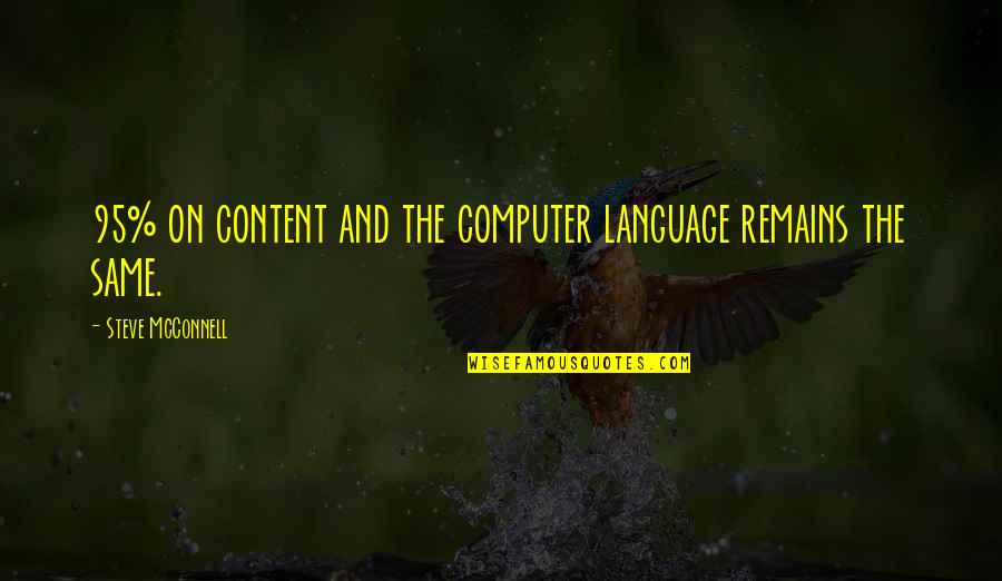 Rootabaga Quotes By Steve McConnell: 95% on content and the computer language remains