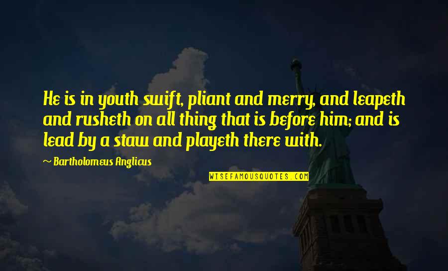 Rootman Embroidery Quotes By Bartholomeus Anglicus: He is in youth swift, pliant and merry, Rootman Embroidery Quotes By Bartholomeus Anglicus: He is in youth swift, pliant and merry,