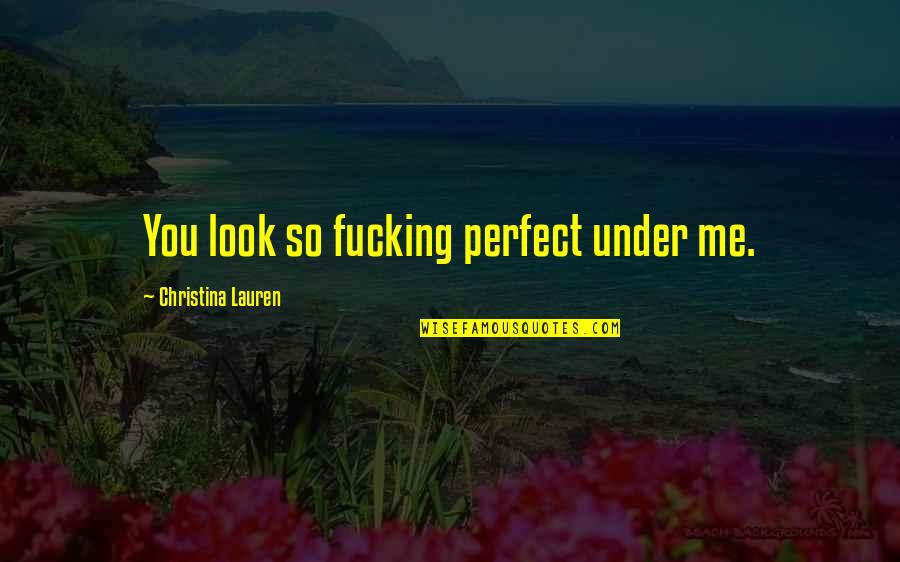 Roots And Education Quotes By Christina Lauren: You look so fucking perfect under me.