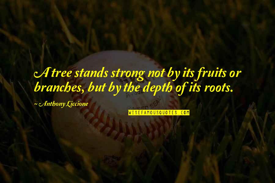 Roots Of A Tree Quotes By Anthony Liccione: A tree stands strong not by its fruits