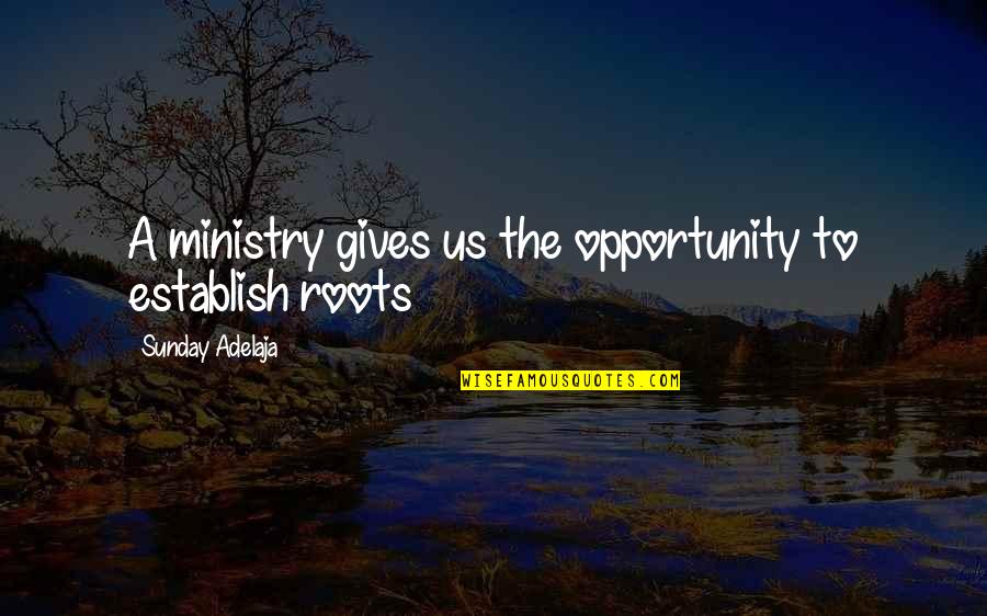 Roots Of Life Quotes By Sunday Adelaja: A ministry gives us the opportunity to establish