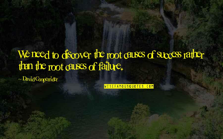 Roots Of Success Quotes By David Cooperrider: We need to discover the root causes of