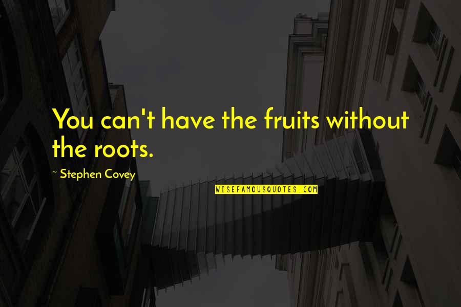 Roots Quotes By Stephen Covey: You can't have the fruits without the roots.