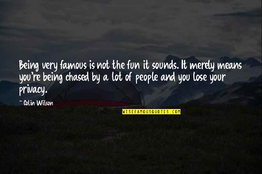 Ros Quotes By Colin Wilson: Being very famous is not the fun it Ros Quotes By Colin Wilson: Being very famous is not the fun it