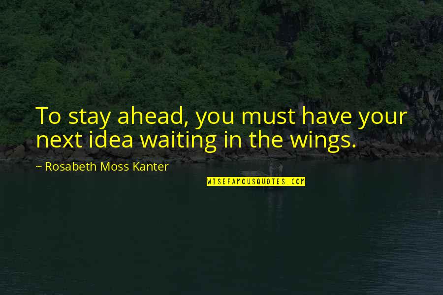 Rosabeth Moss Kanter Quotes By Rosabeth Moss Kanter: To stay ahead, you must have your next