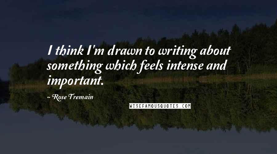 Rose Tremain quotes: I think I'm drawn to writing about something which feels intense and important.