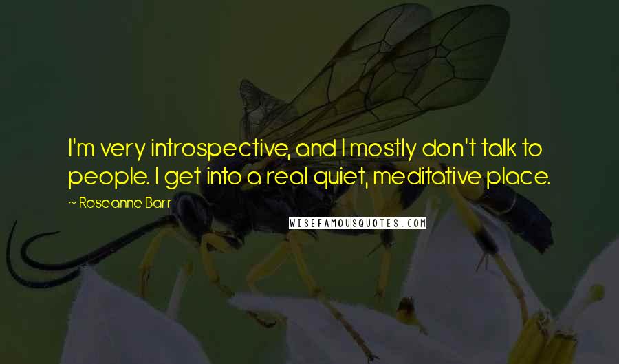 Roseanne Barr quotes: I'm very introspective, and I mostly don't talk to people. I get into a real quiet, meditative place.