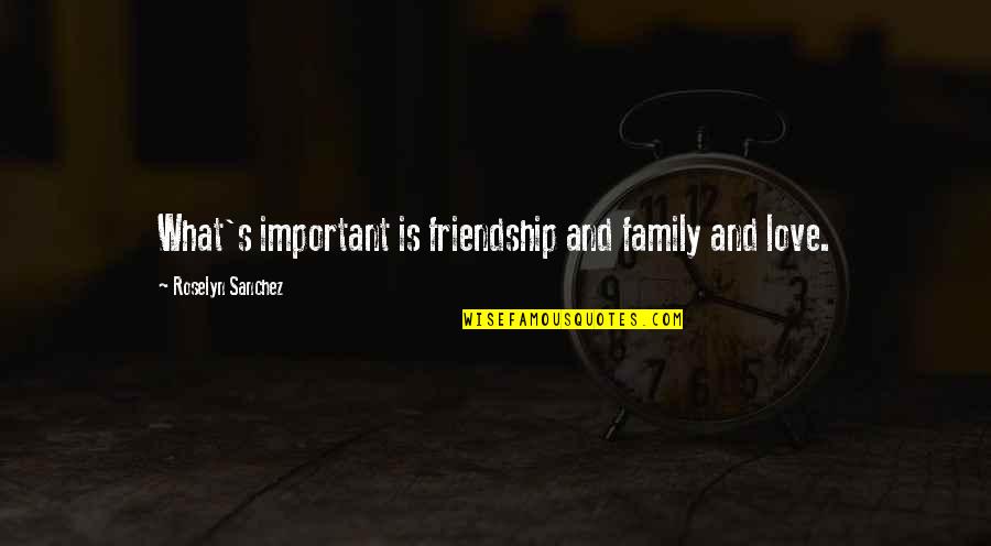 Roselyn Sanchez Quotes By Roselyn Sanchez: What's important is friendship and family and love.