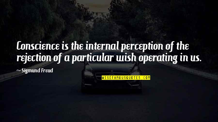 Rosewall St Quotes By Sigmund Freud: Conscience is the internal perception of the rejection