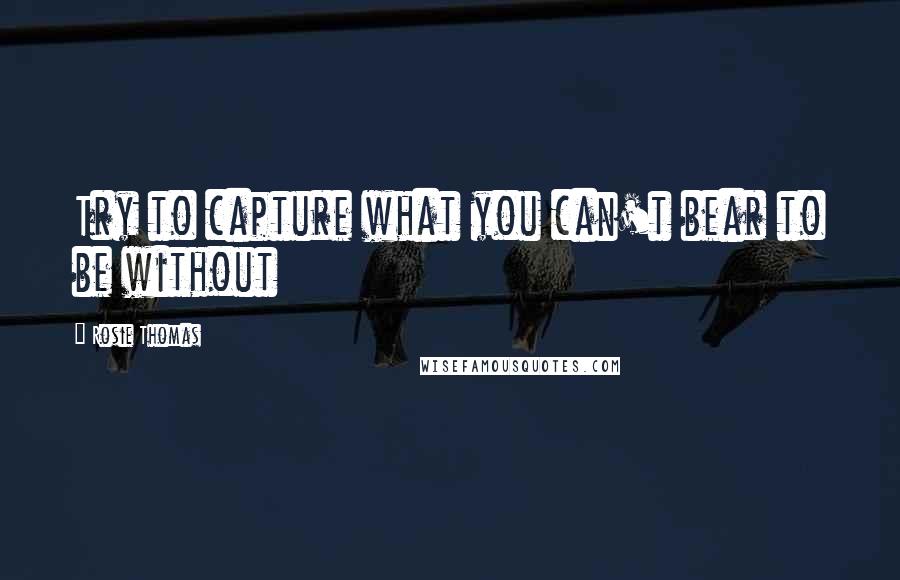Rosie Thomas quotes: Try to capture what you can't bear to be without