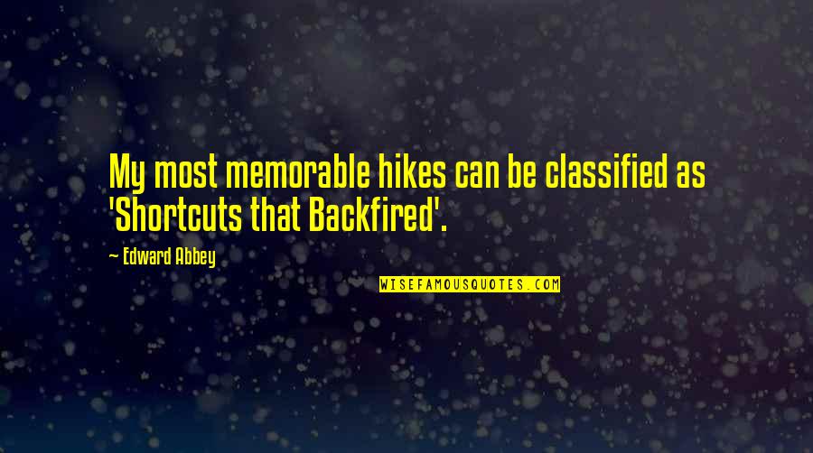 Rospins Quotes By Edward Abbey: My most memorable hikes can be classified as