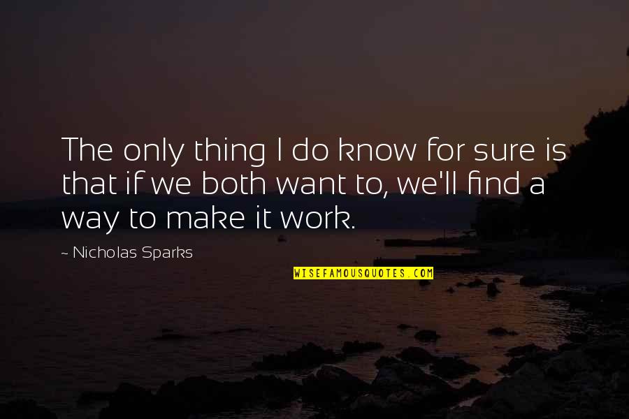 Ross And Rachel Quotes By Nicholas Sparks: The only thing I do know for sure