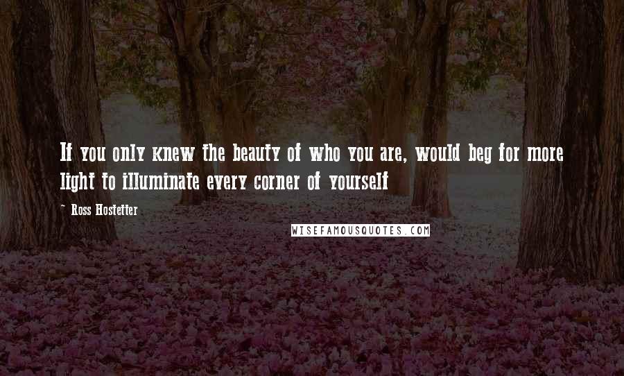 Ross Hostetter quotes: If you only knew the beauty of who you are, would beg for more light to illuminate every corner of yourself