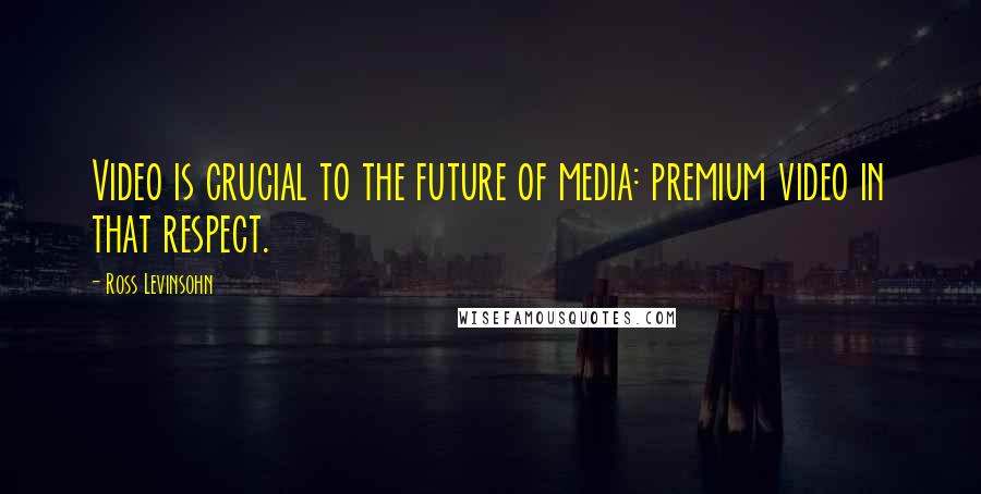 Ross Levinsohn quotes: Video is crucial to the future of media: premium video in that respect.