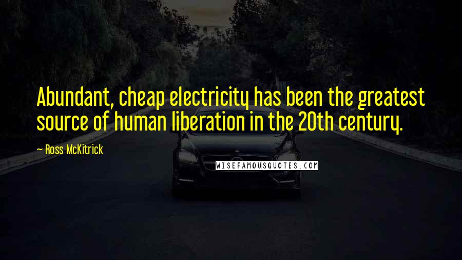 Ross McKitrick quotes: Abundant, cheap electricity has been the greatest source of human liberation in the 20th century.