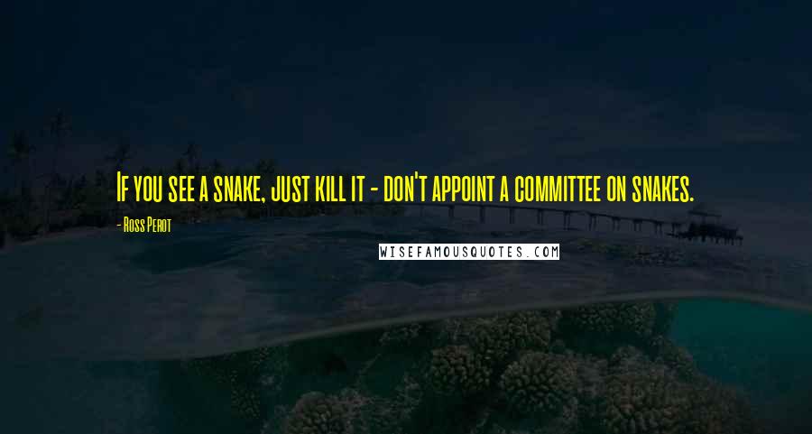 Ross Perot quotes: If you see a snake, just kill it - don't appoint a committee on snakes.