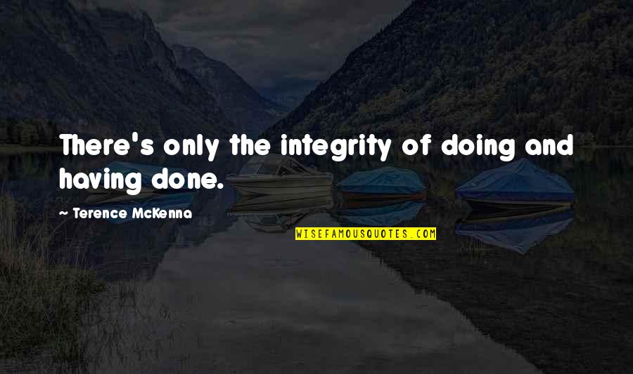 Rossler Transmissions Quotes By Terence McKenna: There's only the integrity of doing and having
