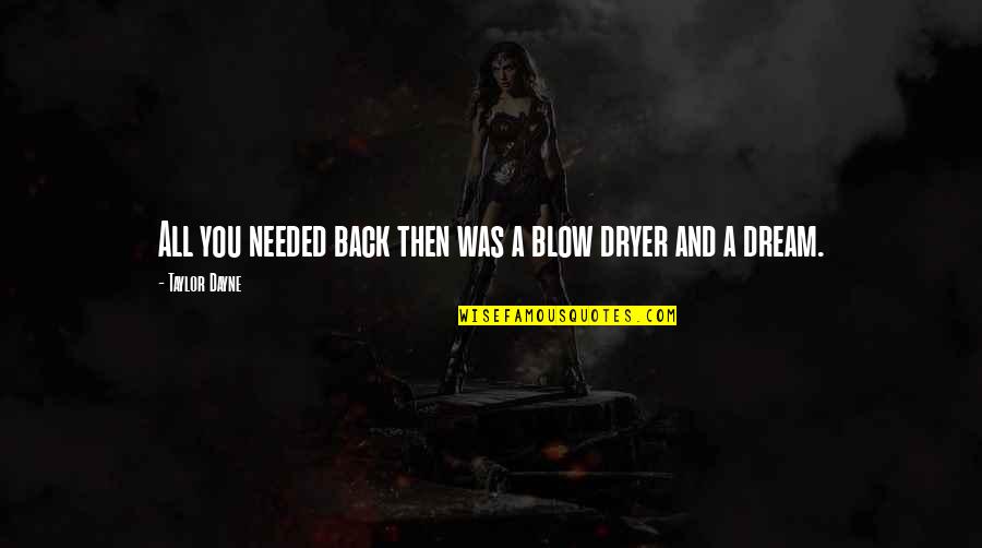 Rotatori Plastic Surgeon Quotes By Taylor Dayne: All you needed back then was a blow Rotatori Plastic Surgeon Quotes By Taylor Dayne: All you needed back then was a blow