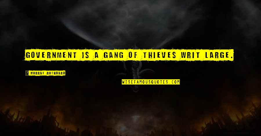 Rothbard's Quotes By Murray Rothbard: Government is a gang of thieves writ large.
