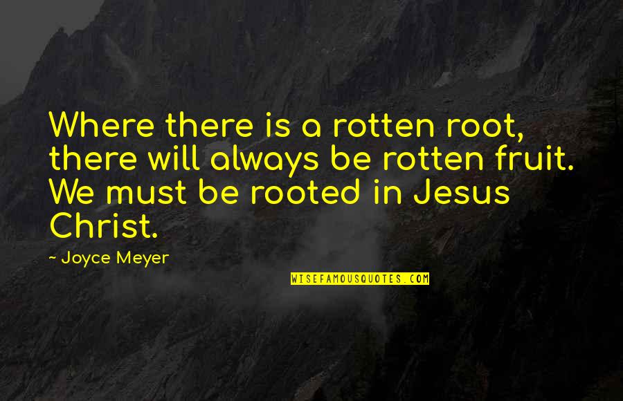 Rotten Fruit Quotes By Joyce Meyer: Where there is a rotten root, there will