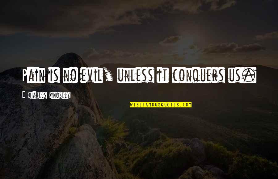 Rotwein Aus Quotes By Charles Kingsley: Pain is no evil, unless it conquers us.