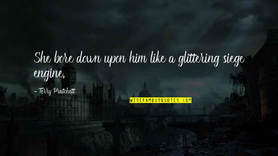 Rotwein Aus Quotes By Terry Pratchett: She bore down upon him like a glittering