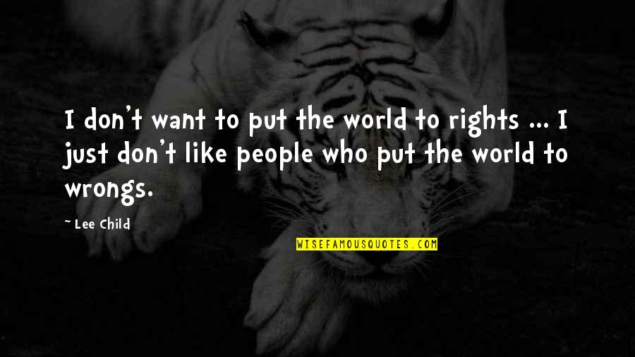 Rotz Stonesifer Quotes By Lee Child: I don't want to put the world to